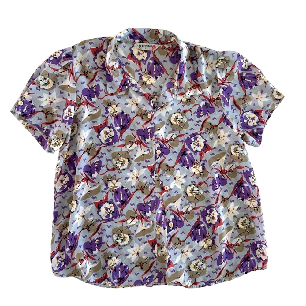 Vintage floral button down blouse